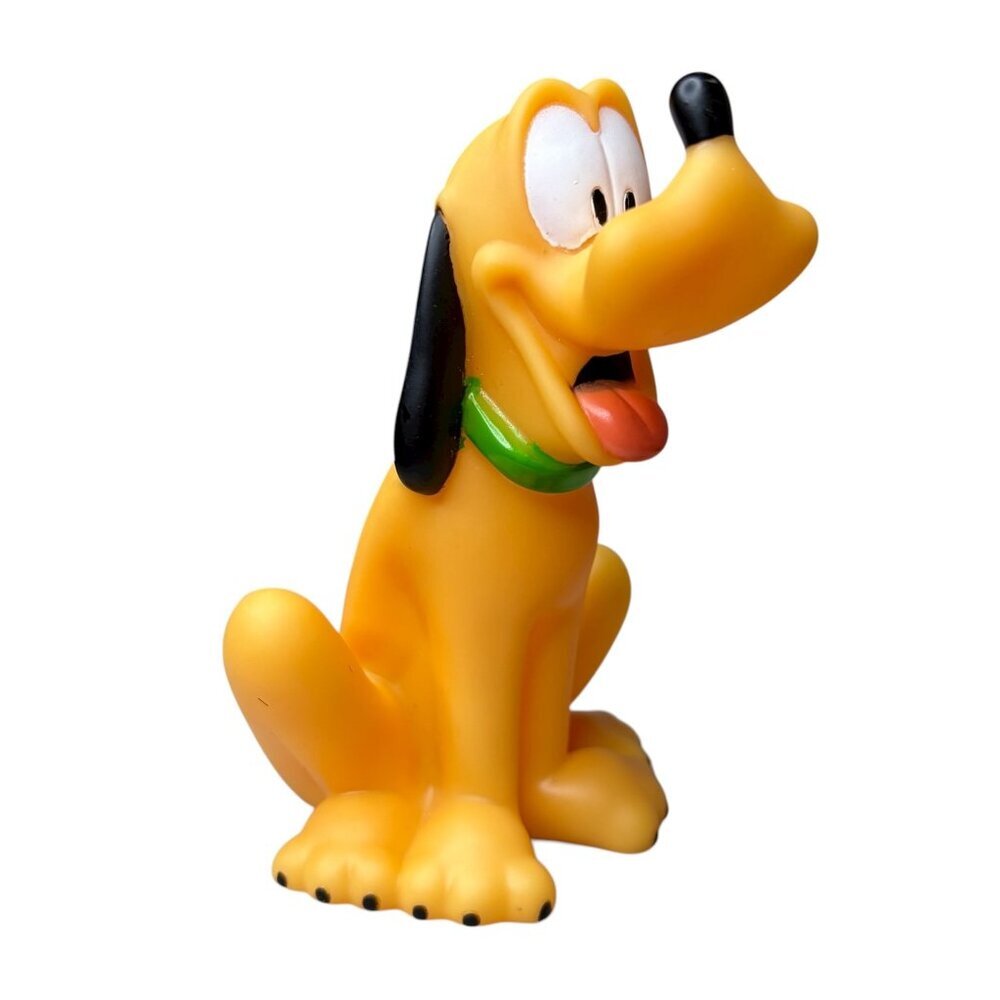 Disney Pluto PVC Figure Sitting Dog Green Collar 6” Collectible Plastic Toy